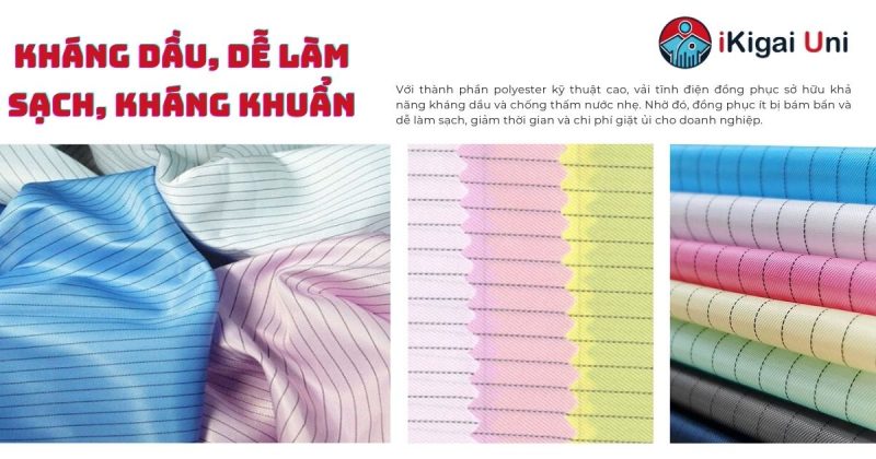 Vải tĩnh điện đồng phục chuyên nghiệp, an toàn, bền đẹp Vải tĩnh điện cho đồng phục chống dầu, dễ giặt, ngăn ngừa vi khuẩn
