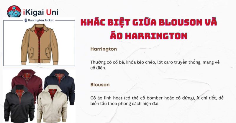 Áo blouson là gì? Nguồn gốc, đặc điểm và cách phân biệt Sự khác nhau giữa áo Harrington và áo blouson là gì