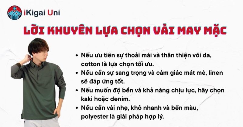 Các loại vải may mặc phổ biến nhất để may quần áo Tổng kết và gợi ý về việc chọn các loại vải may mặc