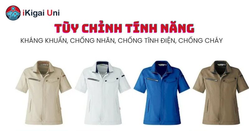 Áo đồng phục công nhân cộc tay nữ đa năng, chất lượng cao Tính năng áo đồng phục công nhân cộc tay nữ