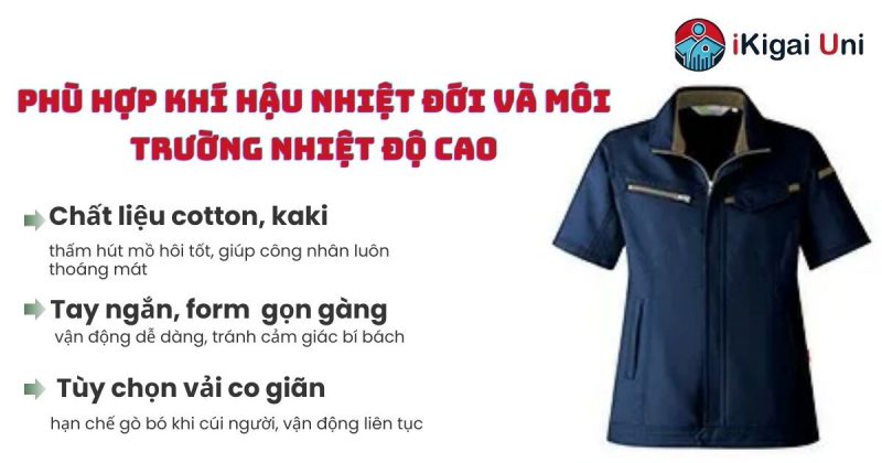 Áo đồng phục công nhân cộc tay nữ đa năng, chất lượng cao Áo đồng phục công nhân cộc tay nữ chịu được nhiệt độ cao