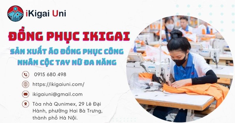 Áo đồng phục công nhân cộc tay nữ đa năng, chất lượng cao Áo lao động nữ tay ngắn của Ikigai Uni