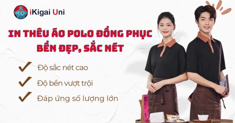 Áo polo xu hướng đồng phục hiện đại 2025 cho doanh nghiệp Ikigai in thêu áo polo đồng phục chất lượng
